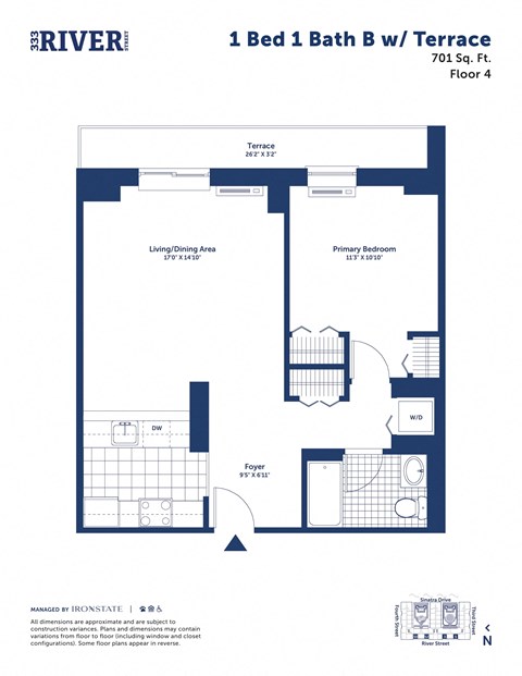 a floor plan of a unit with a bedroom and a bathroom